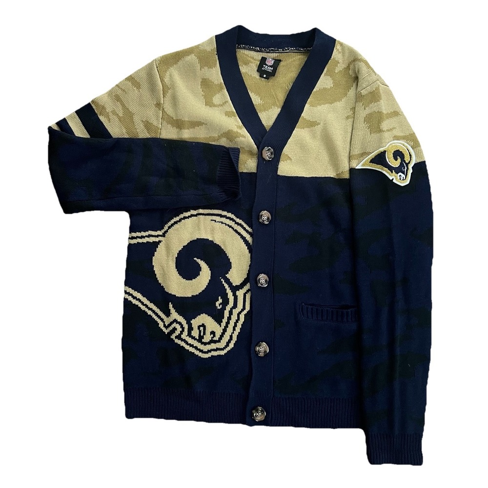NFL Team Apparel KLEW‎ NFL Los Angeles Rams Camo Knit Grandpa Sweater Cardigan M